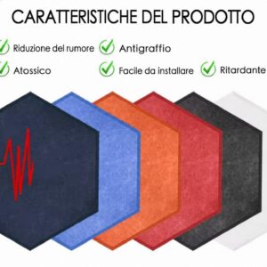 Bilnora Isolare Parete Acusticamente Esagonale in Feltro 50x50x0,9cm