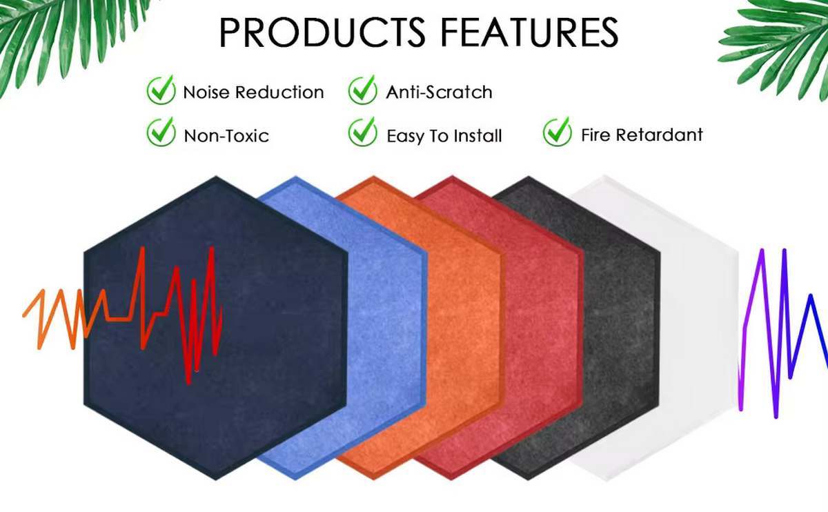 Bilnora pannelli isolante acustico esagonale in feltro extra denso 50x50x0,9cm