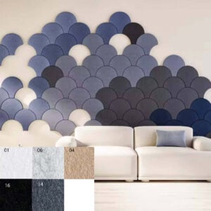 Bilnora pannelli per pareti Semicircolare in feltro extra denso 30x30x0,9cm