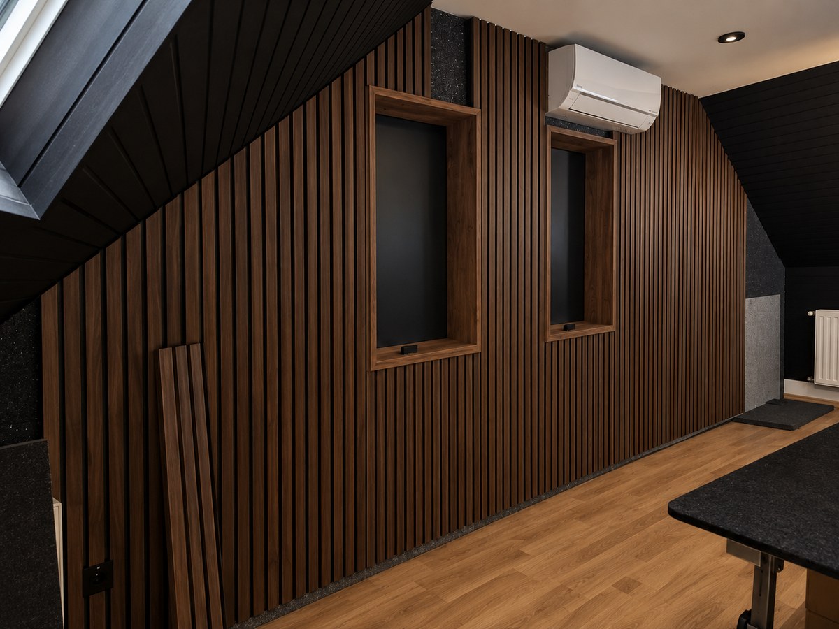 Freja 200 cm in legno e MDF combinato con Elitexa, per una parete continua e ancora più completa - Questa immagine è solo a scopo illustrativo