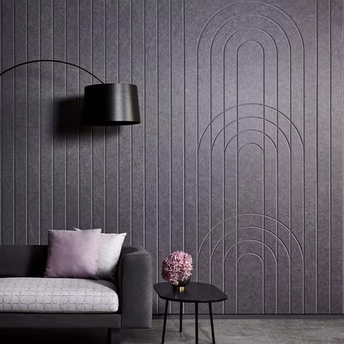 Pannelli fonoassorbenti a strisce per pareti con supporto autoadesivo