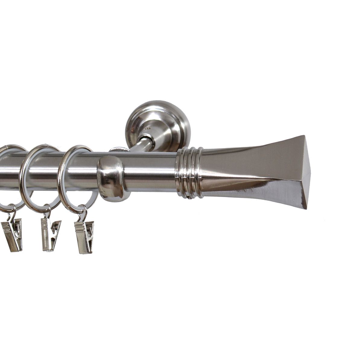 Set esclusivo di bastone per tende Genova a 1 binario con finitura nichel opaco – disponibile in varie misure.