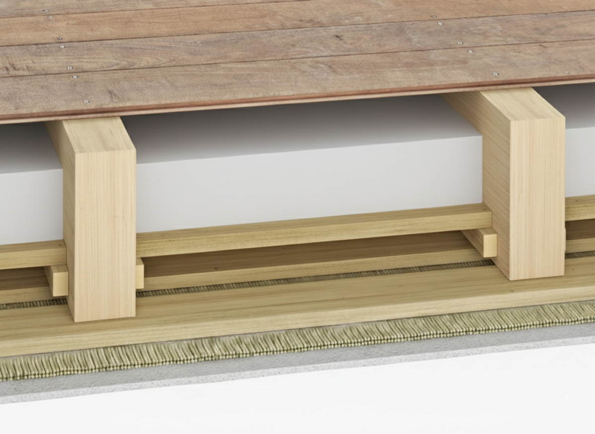 Struttura del pavimento con isolamento acustico integrato