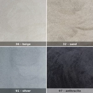 aurora-tappeto-fonoassorbente-campioni-4-colori Tappeto fonoassorbente Aurora quattro campioni: 36 beige, 32 sabbia, 91 argento, 97 antracite