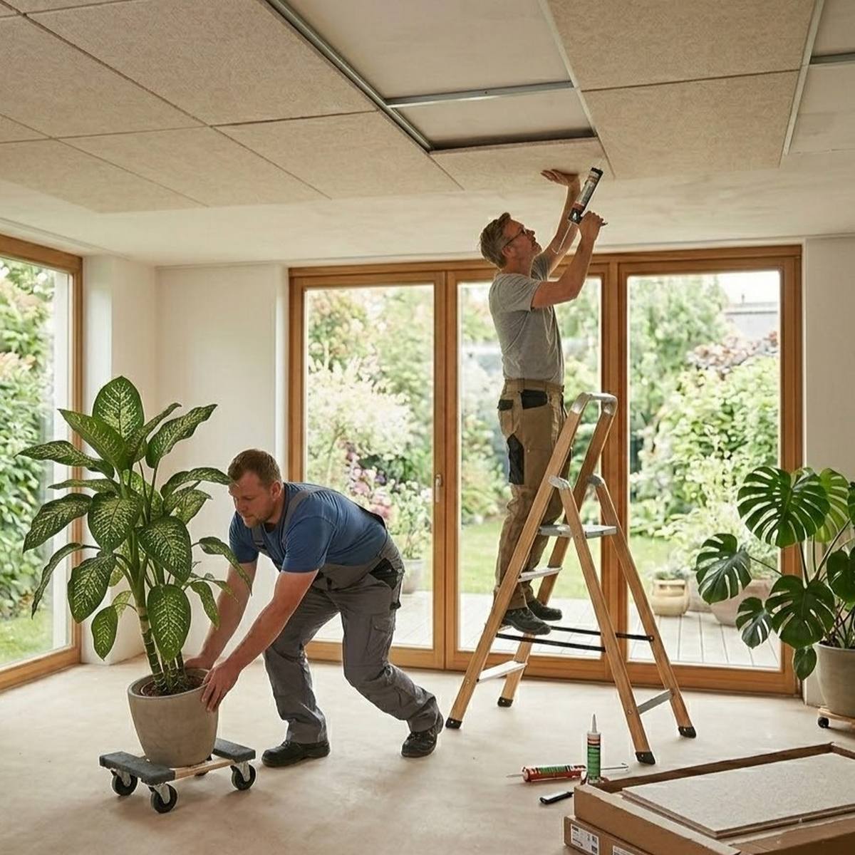 installazione pannelli isolamento acustico soffitto in casa durante ristrutturazione