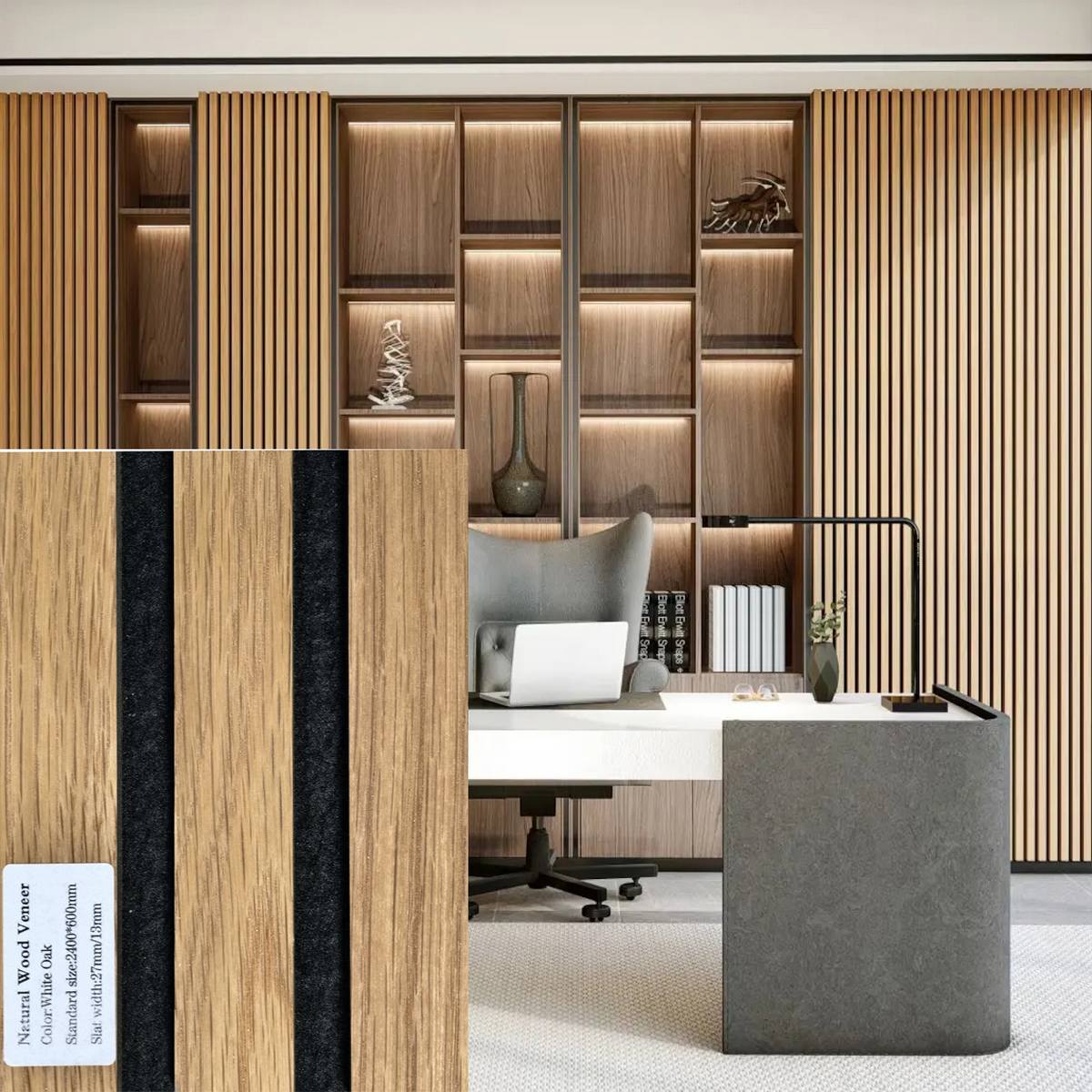 Pannelli acustici in legno lamellare in ufficio direzionale