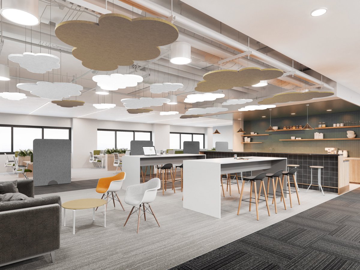 Pannelli acustici sospesi a forma di nuvola