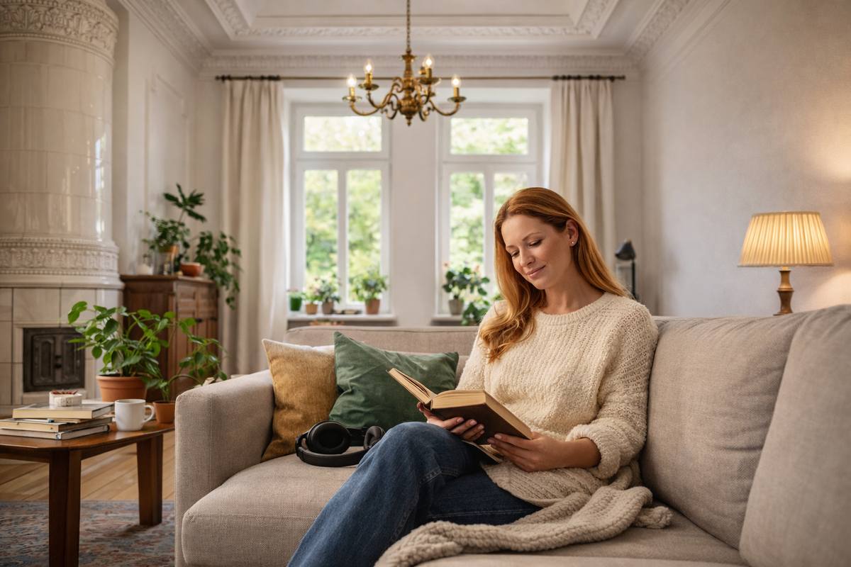 comfort acustico in soggiorno con isolamento del soffitto in legno